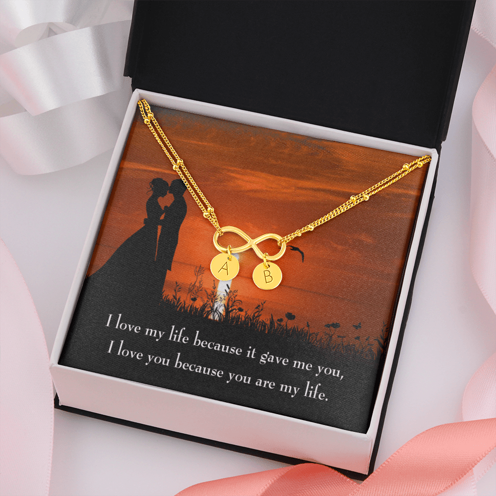 To My Girlfriend You Are My Life Infinity Bracelet With Initial Charms - Infinity Bracelet