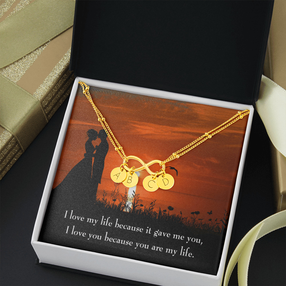 To My Girlfriend You Are My Life Infinity Bracelet With Initial Charms - Infinity Bracelet