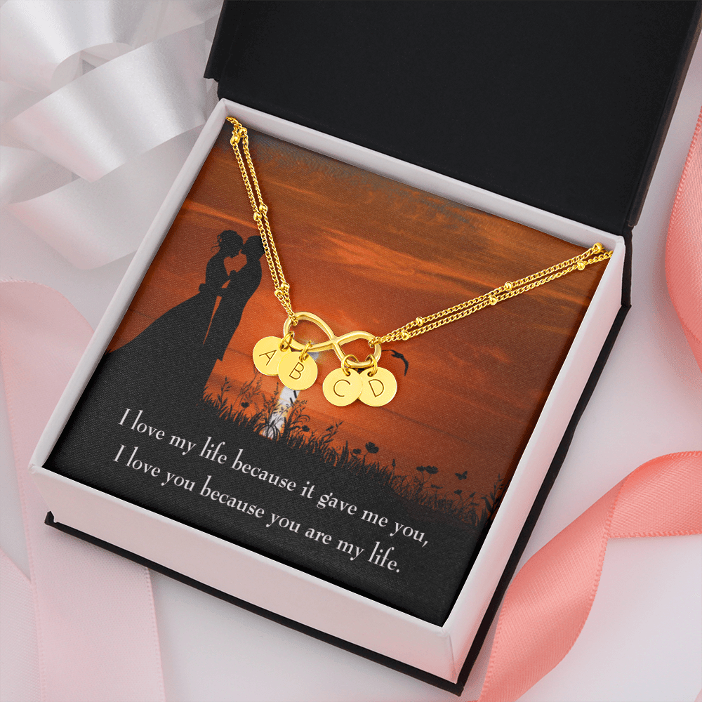 To My Girlfriend You Are My Life Infinity Bracelet With Initial Charms - Infinity Bracelet