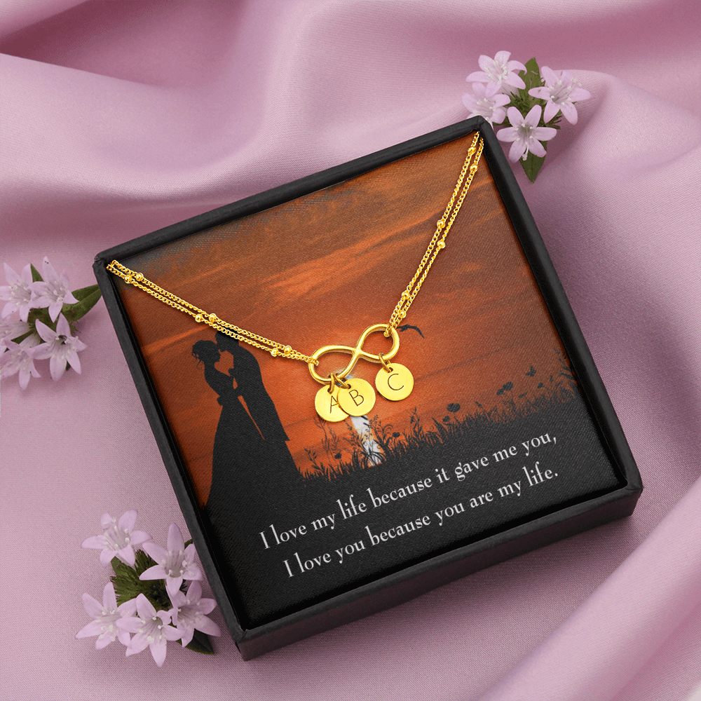 To My Girlfriend You Are My Life Infinity Bracelet With Initial Charms - Infinity Bracelet
