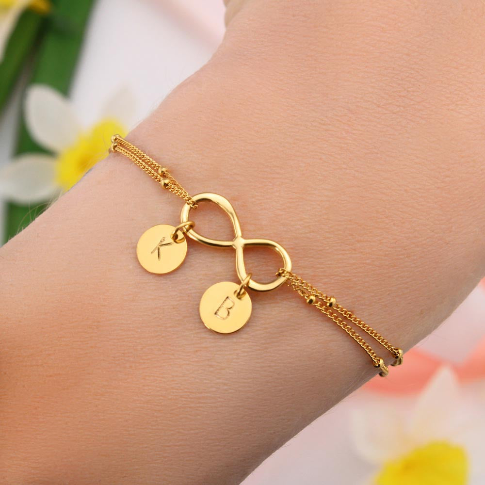 To My Girlfriend You Are My Life Infinity Bracelet With Initial Charms - Infinity Bracelet