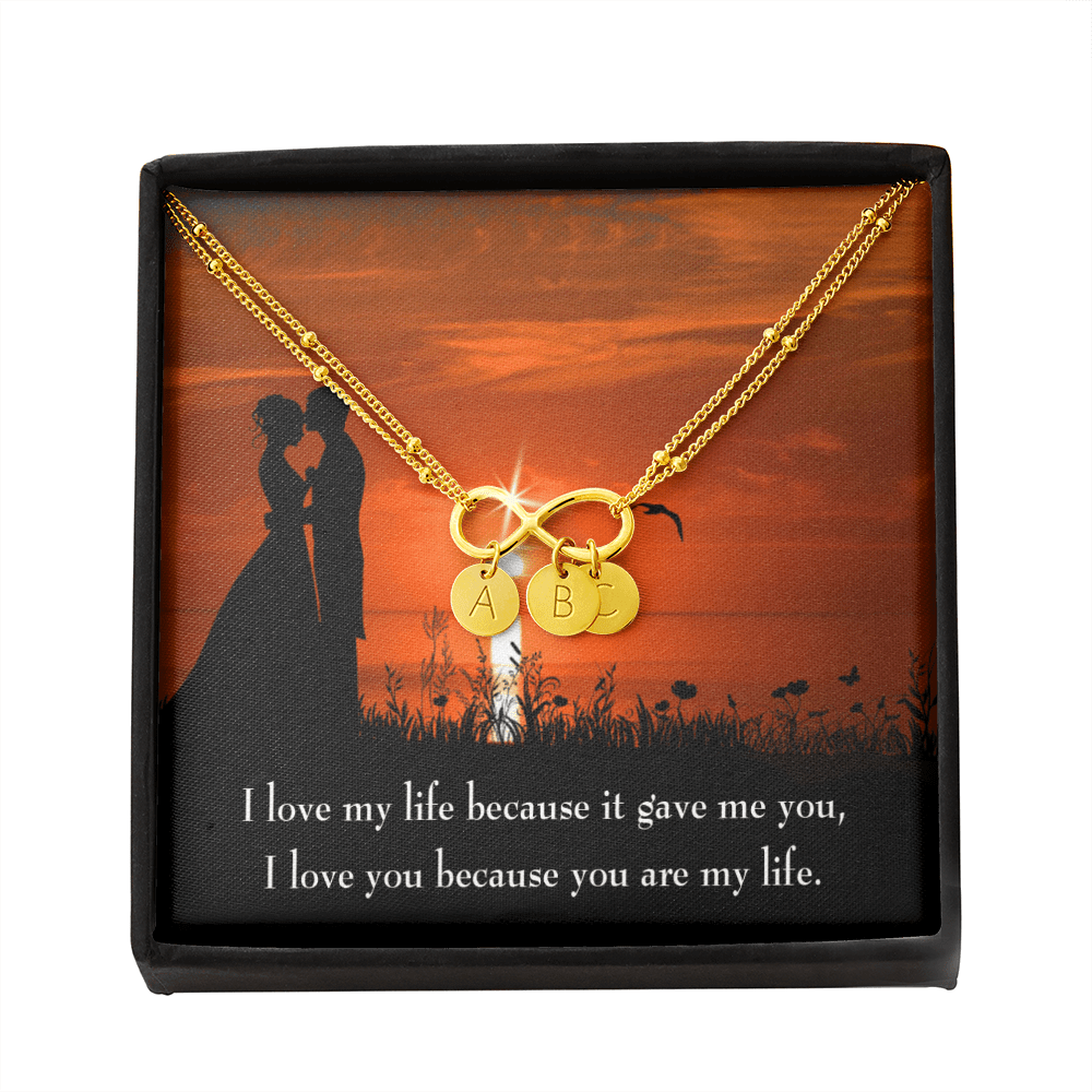 To My Girlfriend You Are My Life Infinity Bracelet With Initial Charms - Infinity Bracelet