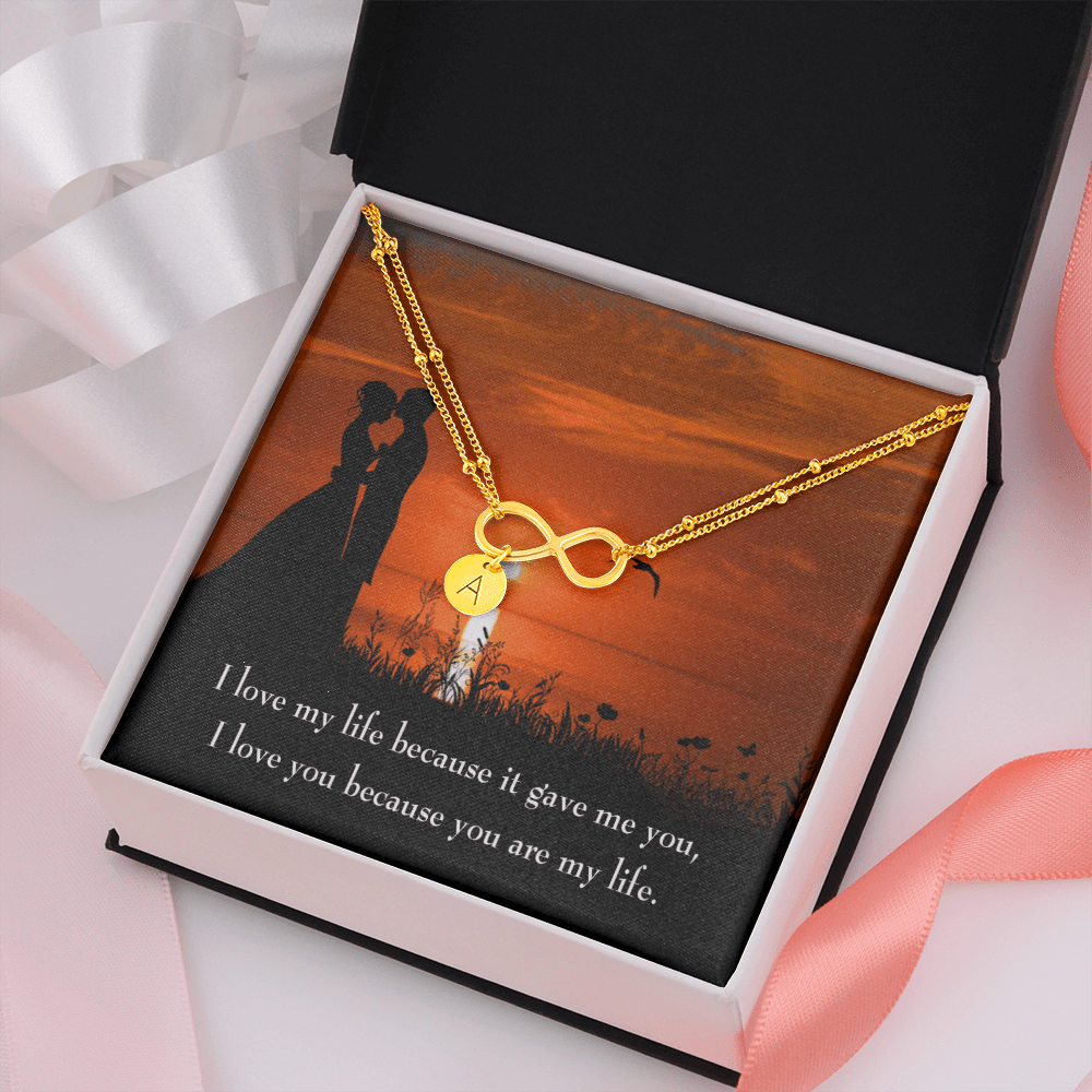 To My Girlfriend You Are My Life Infinity Bracelet With Initial Charms - Infinity Bracelet