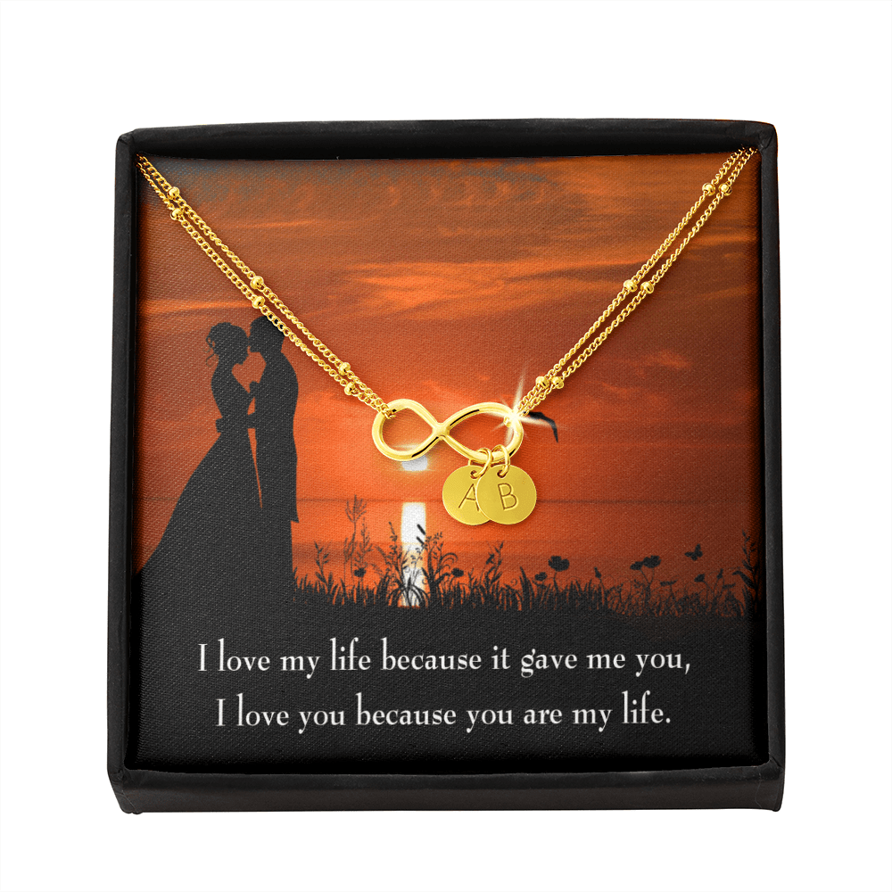 To My Girlfriend You Are My Life Infinity Bracelet With Initial Charms - Infinity Bracelet