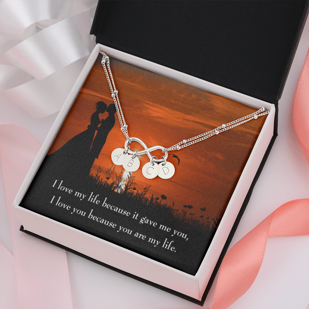 To My Girlfriend You Are My Life Infinity Bracelet With Initial Charms - Infinity Bracelet