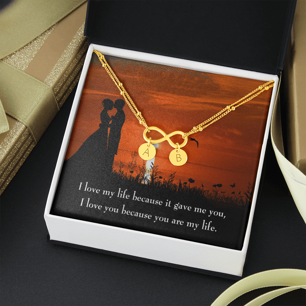 To My Girlfriend You Are My Life Infinity Bracelet With Initial Charms - Infinity Bracelet