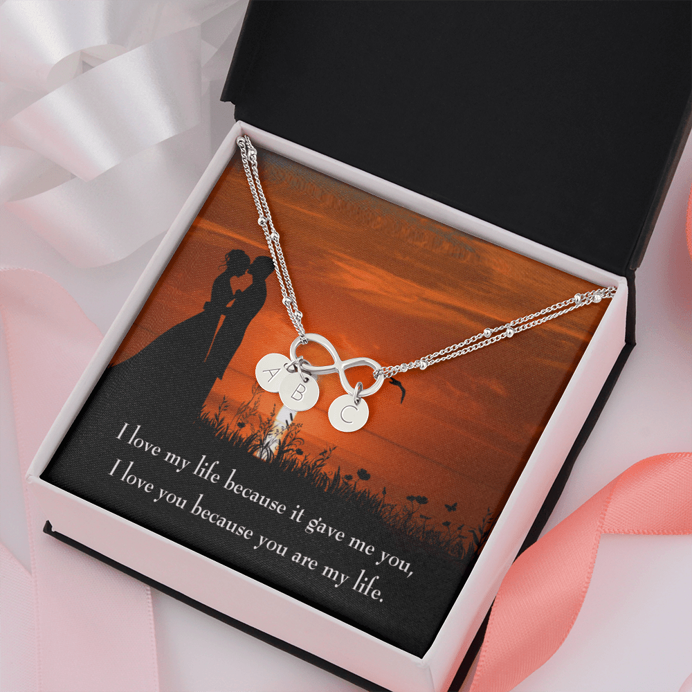 To My Girlfriend You Are My Life Infinity Bracelet With Initial Charms - Infinity Bracelet