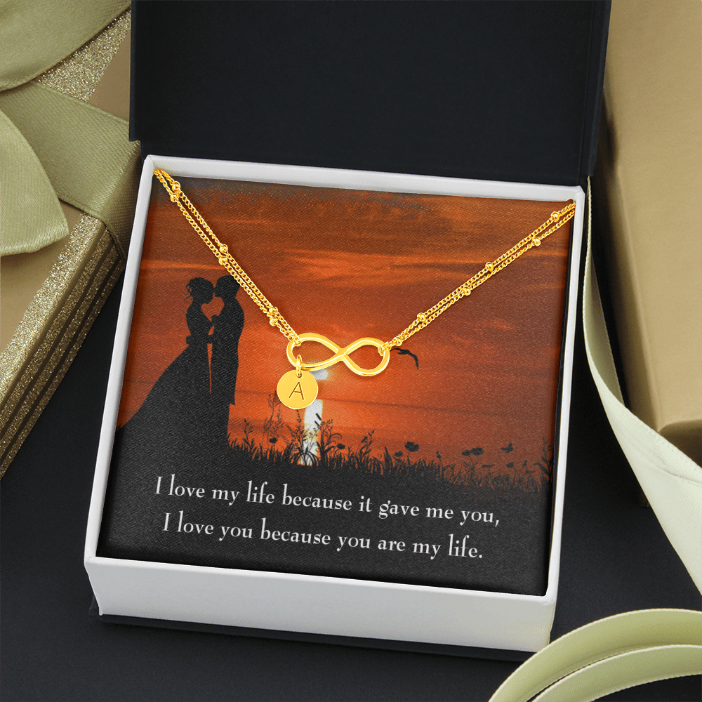 To My Girlfriend You Are My Life Infinity Bracelet With Initial Charms - Infinity Bracelet