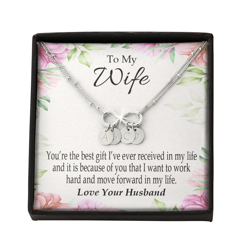 To My Wife You're The Best Gift Infinity Bracelet With Initial Charms - Infinity Bracelet