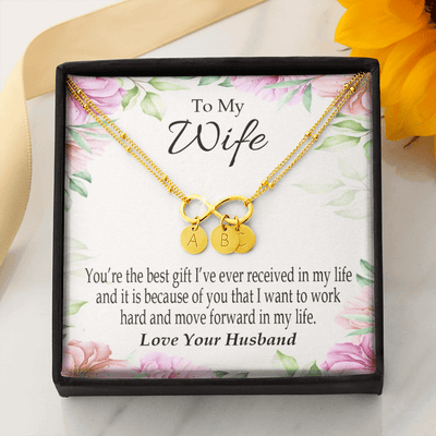 To My Wife You're The Best Gift Infinity Bracelet With Initial Charms - Infinity Bracelet