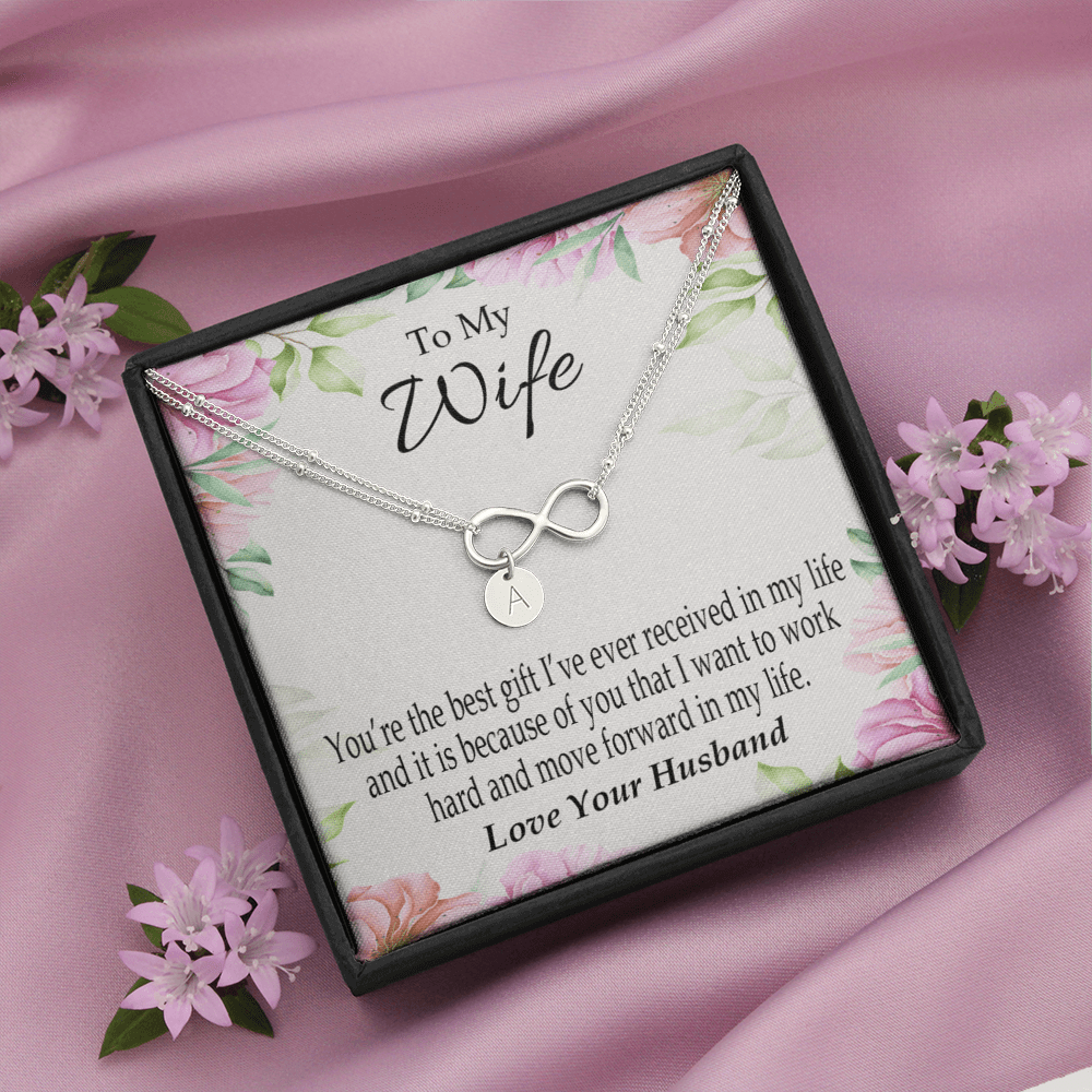 To My Wife You're The Best Gift Infinity Bracelet With Initial Charms - Infinity Bracelet