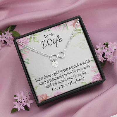 To My Wife You're The Best Gift Infinity Bracelet With Initial Charms - Infinity Bracelet