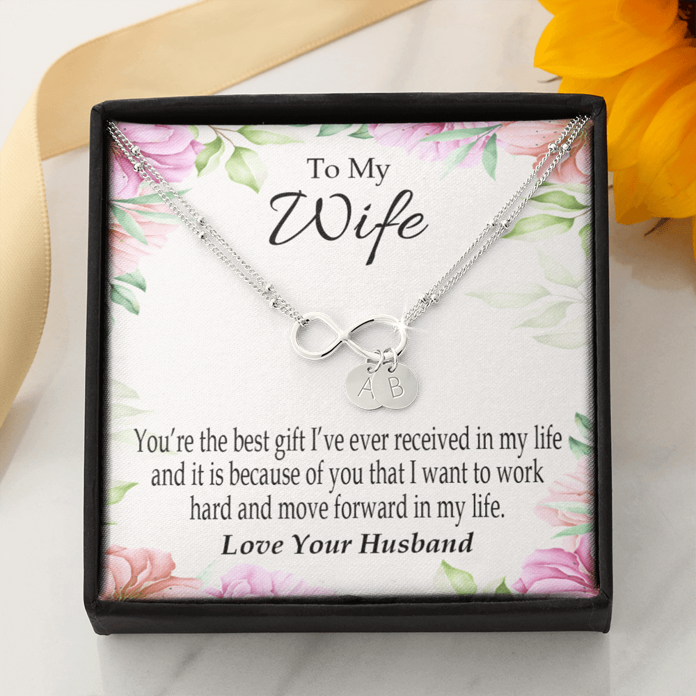 To My Wife You're The Best Gift Infinity Bracelet With Initial Charms - Infinity Bracelet