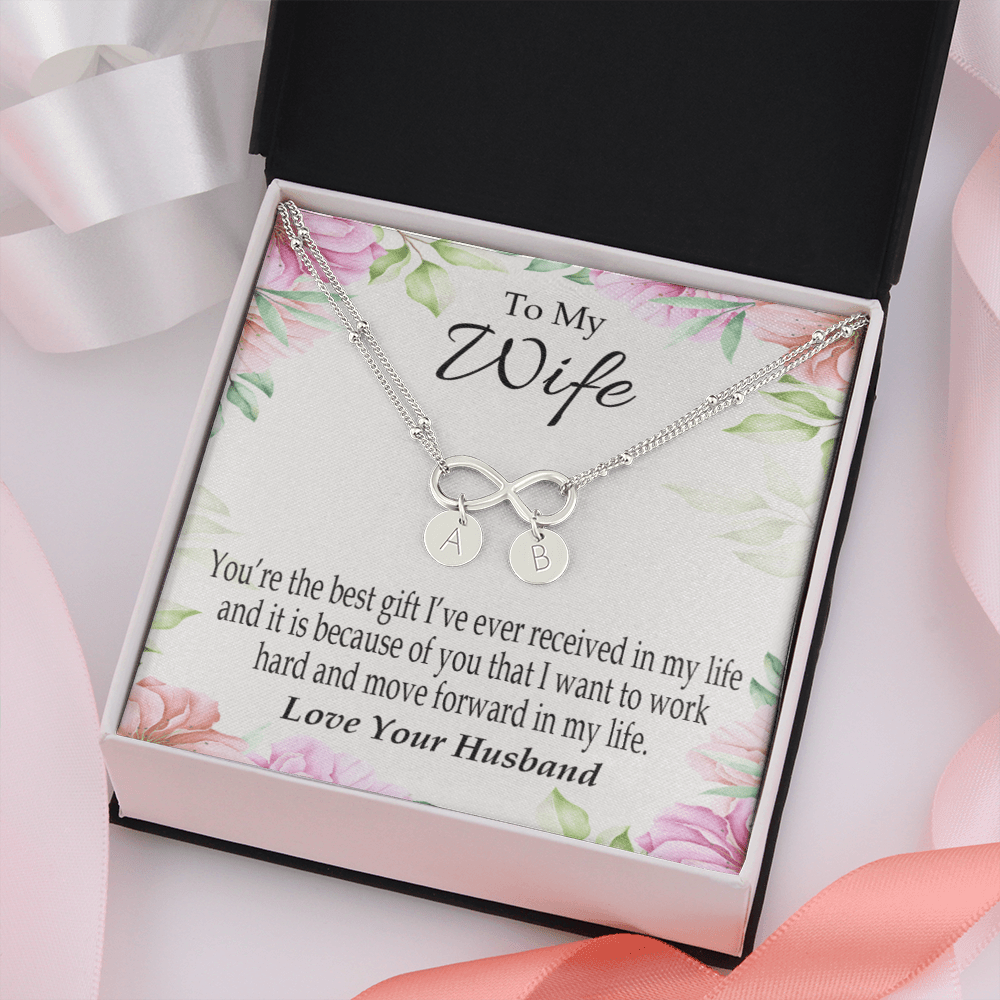To My Wife You're The Best Gift Infinity Bracelet With Initial Charms - Infinity Bracelet
