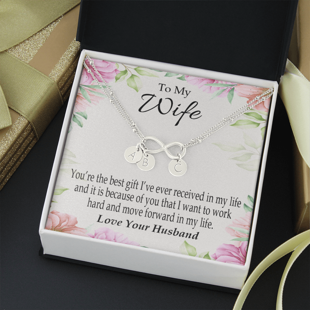 To My Wife You're The Best Gift Infinity Bracelet With Initial Charms - Infinity Bracelet