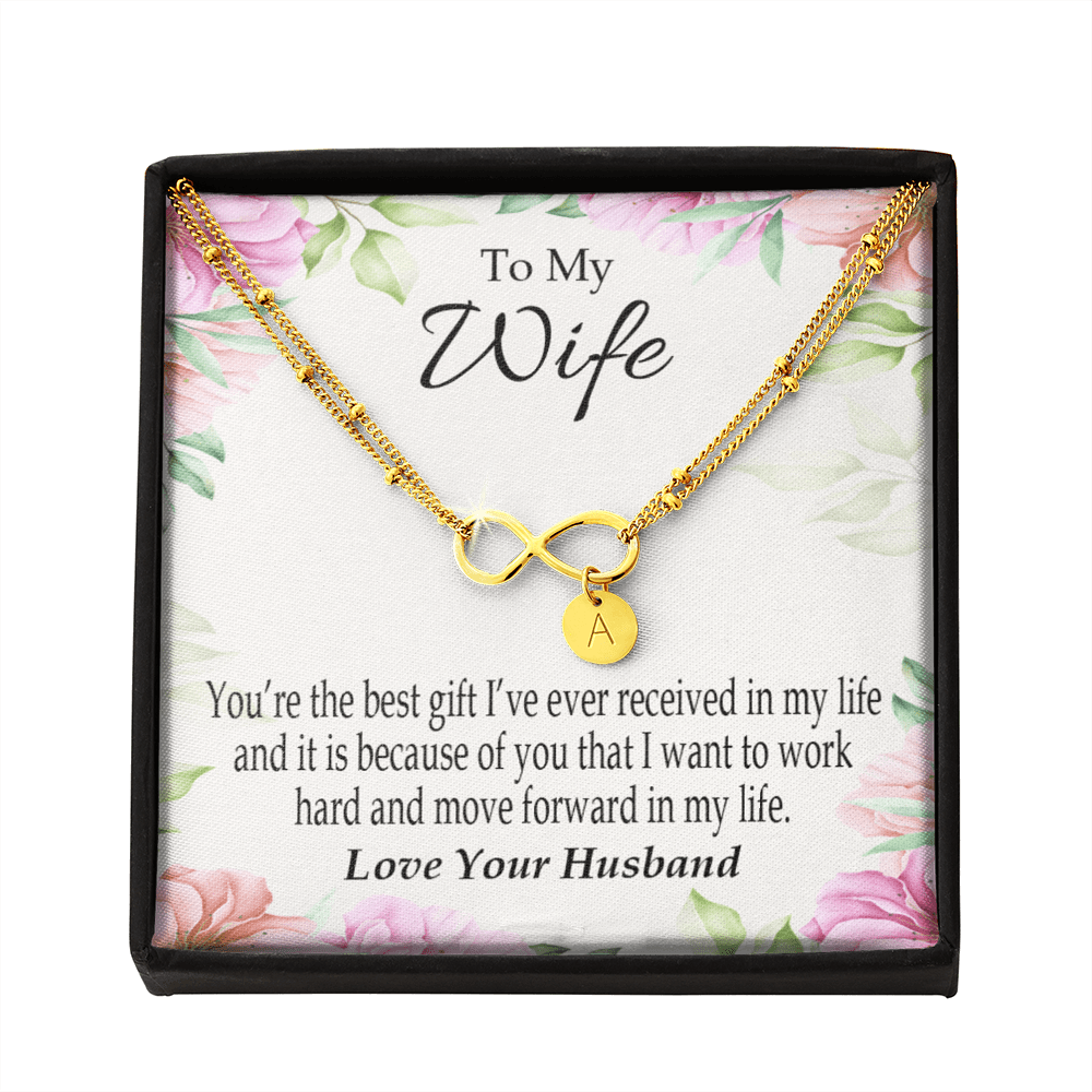 To My Wife You're The Best Gift Infinity Bracelet With Initial Charms - Infinity Bracelet