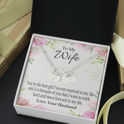 To My Wife You're The Best Gift Infinity Bracelet With Initial Charms - Infinity Bracelet