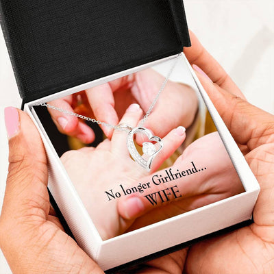 Gift For Fiancee No Longer Girlfriend Forever Love NecklaceHeart Pendant Stainless Steel or 18k Gold - Forever Love Necklace Gift Idea For Woman