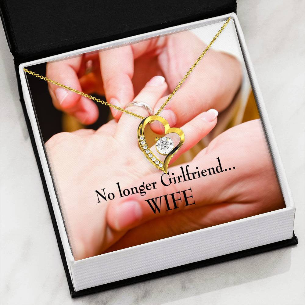 Gift For Fiancee No Longer Girlfriend Forever Love NecklaceHeart Pendant Stainless Steel or 18k Gold - Forever Love Necklace Gift Idea For Woman