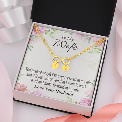 To My Wife You're The Best Gift Infinity Bracelet With Initial Charms - Infinity Bracelet