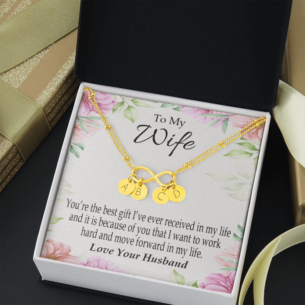 To My Wife You're The Best Gift Infinity Bracelet With Initial Charms - Infinity Bracelet