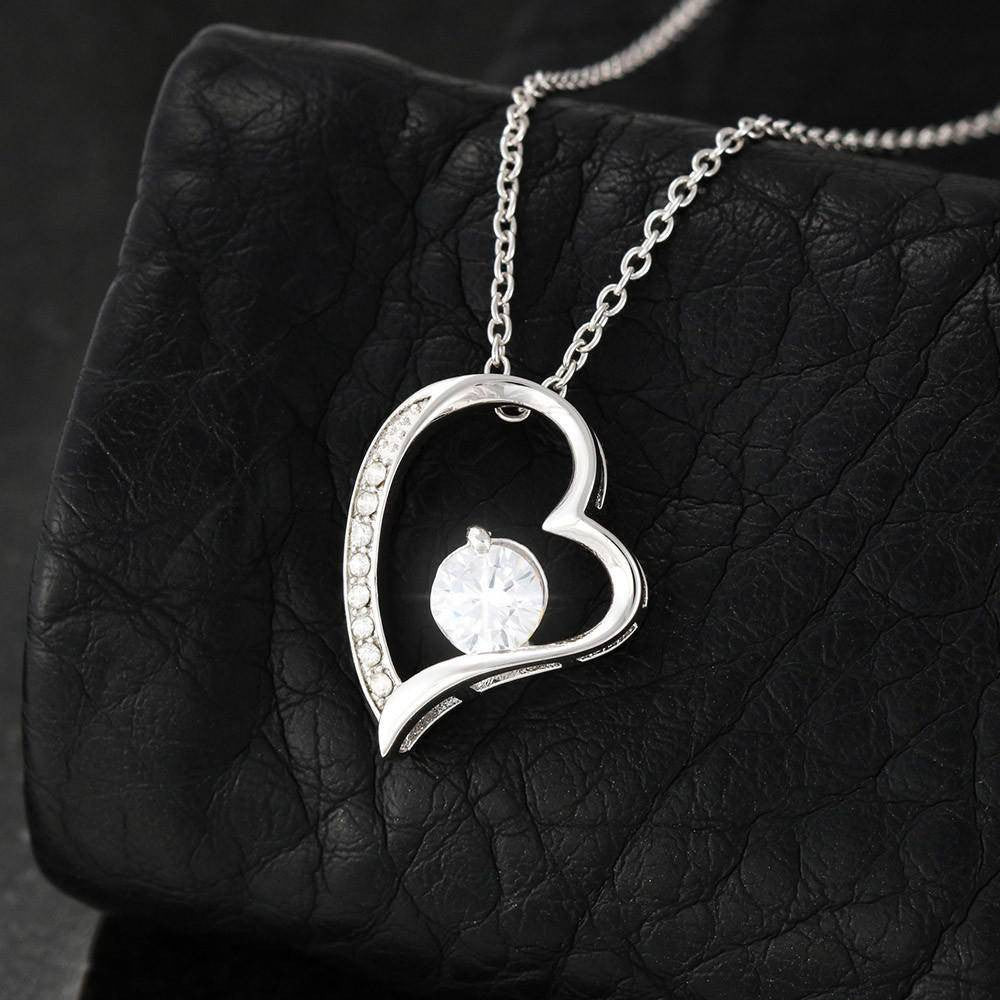 Gift For Fiancee No Longer Girlfriend Forever Love NecklaceHeart Pendant Stainless Steel or 18k Gold - Forever Love Necklace Gift Idea For Woman