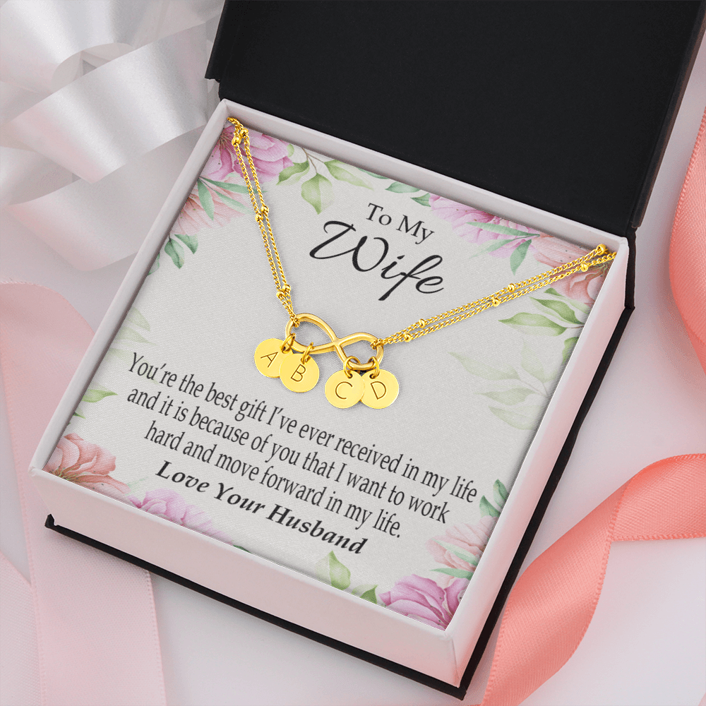 To My Wife You're The Best Gift Infinity Bracelet With Initial Charms - Infinity Bracelet