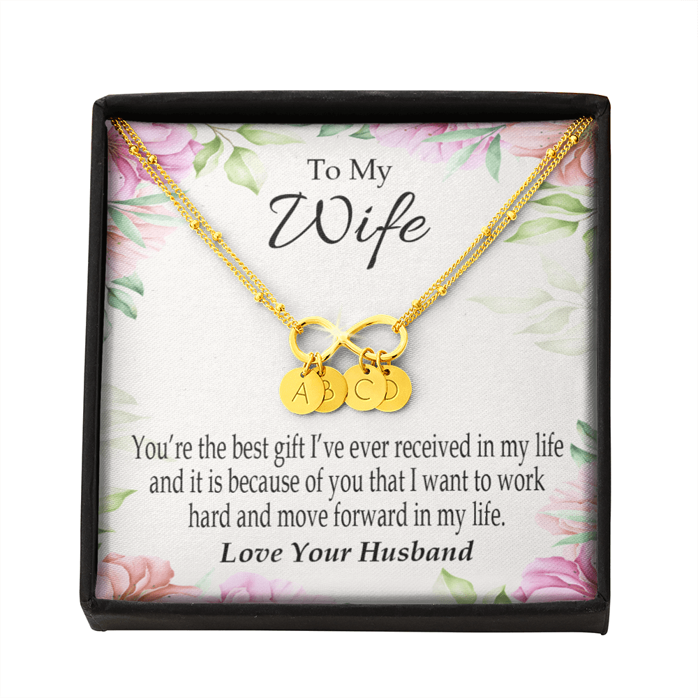 To My Wife You're The Best Gift Infinity Bracelet With Initial Charms - Infinity Bracelet