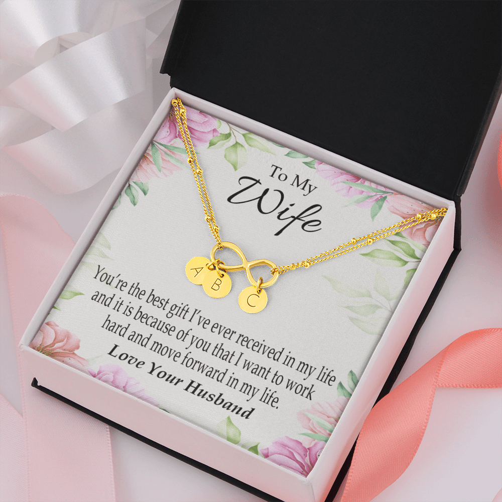 To My Wife You're The Best Gift Infinity Bracelet With Initial Charms - Infinity Bracelet