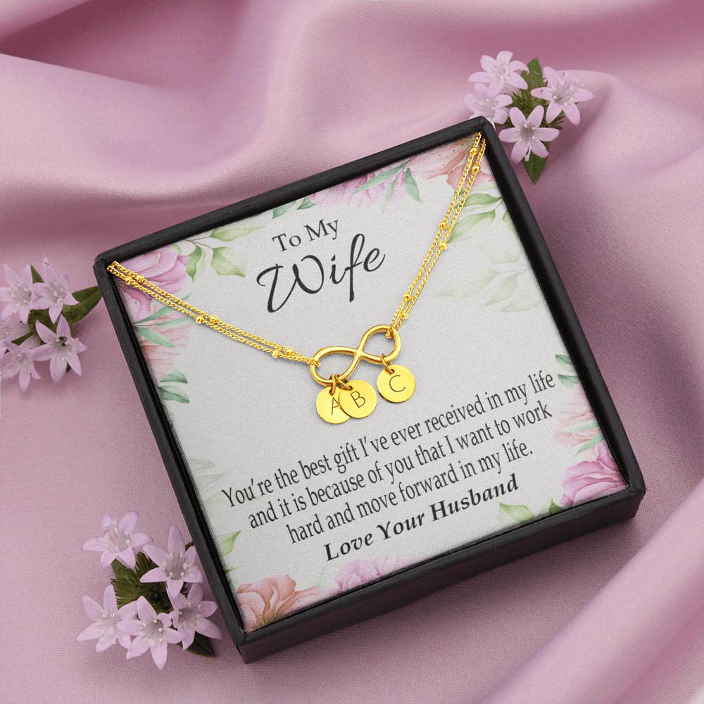 To My Wife You're The Best Gift Infinity Bracelet With Initial Charms - Infinity Bracelet