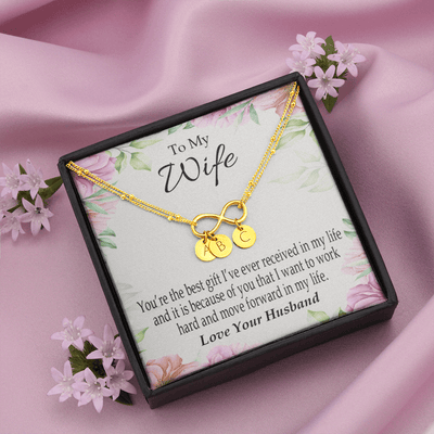To My Wife You're The Best Gift Infinity Bracelet With Initial Charms - Infinity Bracelet
