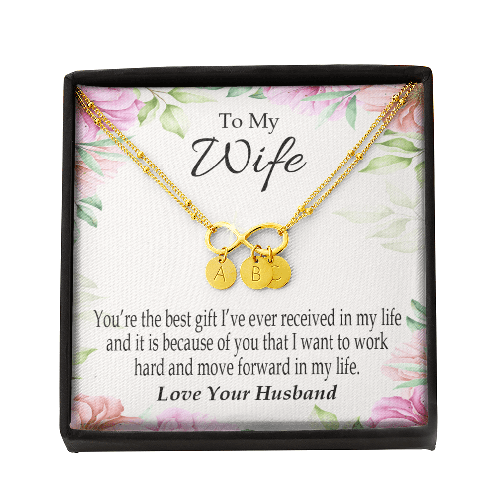 To My Wife You're The Best Gift Infinity Bracelet With Initial Charms - Infinity Bracelet