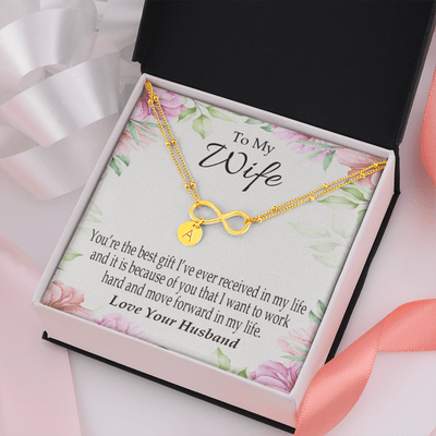 To My Wife You're The Best Gift Infinity Bracelet With Initial Charms - Infinity Bracelet