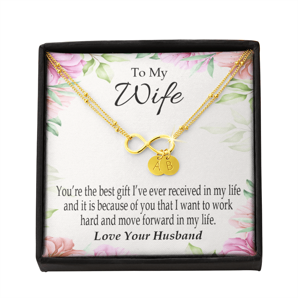 To My Wife You're The Best Gift Infinity Bracelet With Initial Charms - Infinity Bracelet