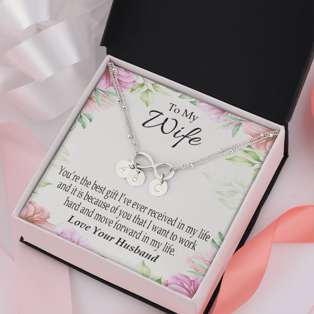 To My Wife You're The Best Gift Infinity Bracelet With Initial Charms - Infinity Bracelet