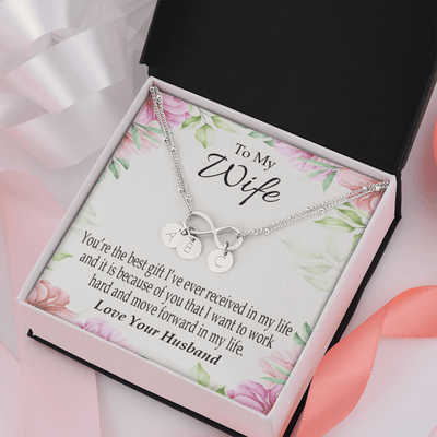 To My Wife You're The Best Gift Infinity Bracelet With Initial Charms - Infinity Bracelet