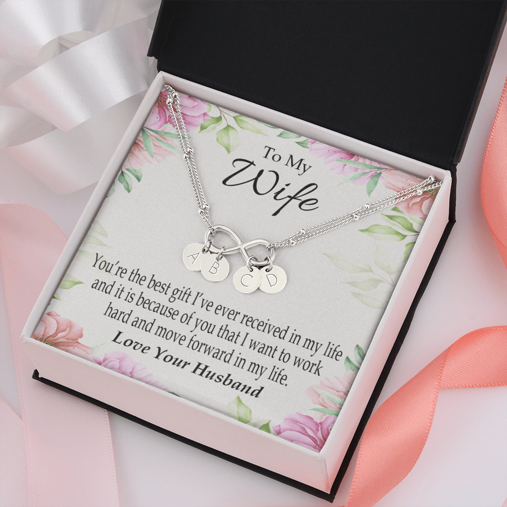 To My Wife You're The Best Gift Infinity Bracelet With Initial Charms - Infinity Bracelet