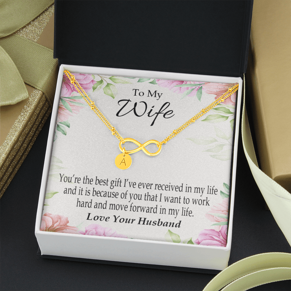To My Wife You're The Best Gift Infinity Bracelet With Initial Charms - Infinity Bracelet