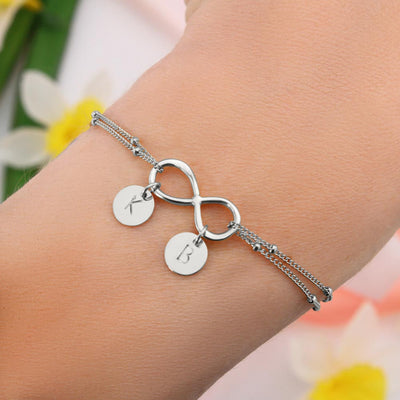 To My Wife You're The Best Gift Infinity Bracelet With Initial Charms - Infinity Bracelet