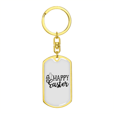 Happy Easter Keychain Dog Tag Keyring - Dog Tag with Swivel Keychain