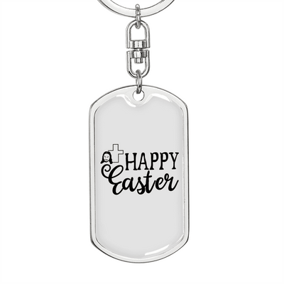 Happy Easter Keychain Dog Tag Keyring - Dog Tag with Swivel Keychain