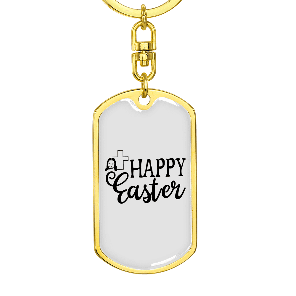 Happy Easter Keychain Dog Tag Keyring - Dog Tag with Swivel Keychain