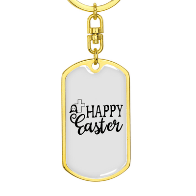Happy Easter Keychain Dog Tag Keyring - Dog Tag with Swivel Keychain