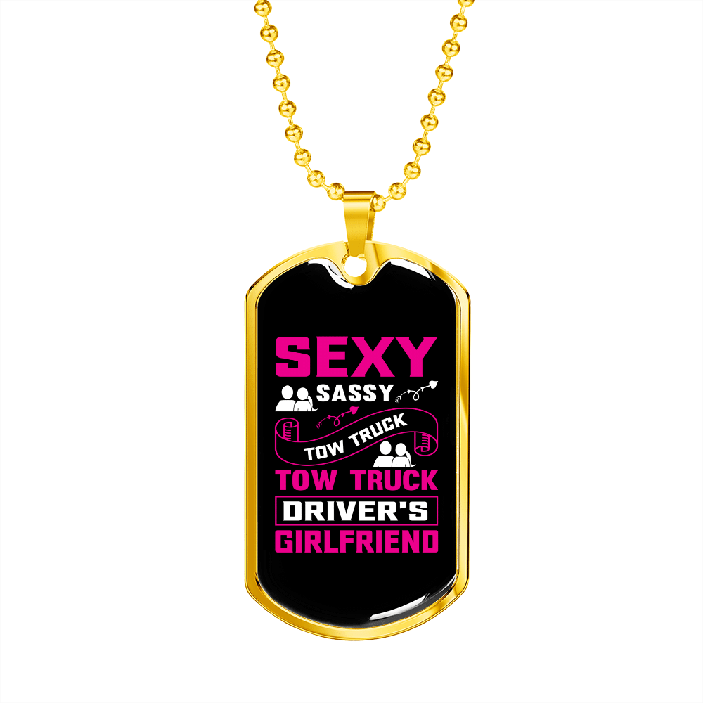 To My Girlfriend Sexy Sassy Girlfriend Pink Necklace Stainless Steel or 18k Gold Dog Tag 24" Chain - Luxury Love Messages Dog Tag Gifts For Man, Woman