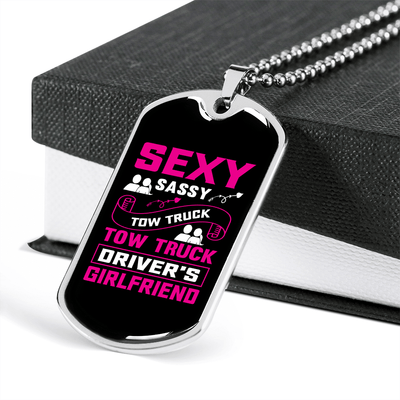 To My Girlfriend Sexy Sassy Girlfriend Pink Necklace Stainless Steel or 18k Gold Dog Tag 24" Chain - Luxury Love Messages Dog Tag Gifts For Man, Woman