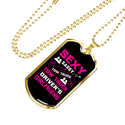 To My Girlfriend Sexy Sassy Girlfriend Pink Necklace Stainless Steel or 18k Gold Dog Tag 24" Chain - Luxury Love Messages Dog Tag Gifts For Man, Woman