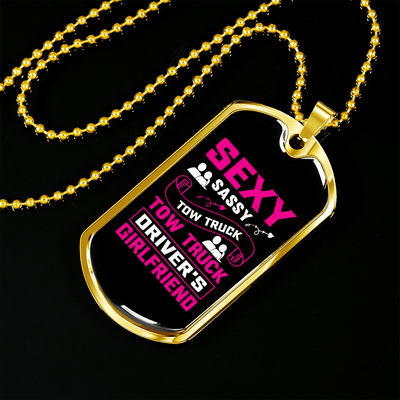 To My Girlfriend Sexy Sassy Girlfriend Pink Necklace Stainless Steel or 18k Gold Dog Tag 24" Chain - Luxury Love Messages Dog Tag Gifts For Man, Woman