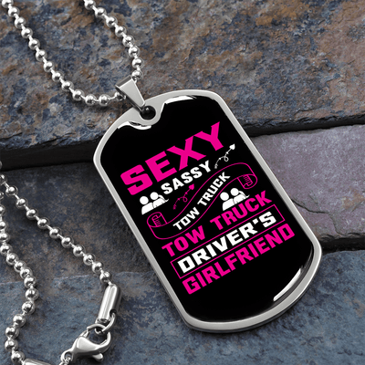 To My Girlfriend Sexy Sassy Girlfriend Pink Necklace Stainless Steel or 18k Gold Dog Tag 24" Chain - Luxury Love Messages Dog Tag Gifts For Man, Woman