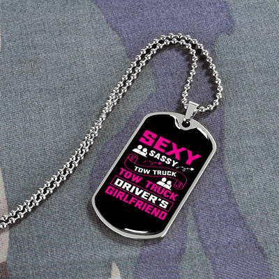 To My Girlfriend Sexy Sassy Girlfriend Pink Necklace Stainless Steel or 18k Gold Dog Tag 24" Chain - Luxury Love Messages Dog Tag Gifts For Man, Woman