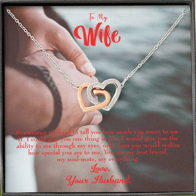 Wife Gift For Wife Birthday Sometimes It's Hard Inseparable Love Pendant 18k Rose Gold Finish 16� - Interlocking Hearts Necklace
